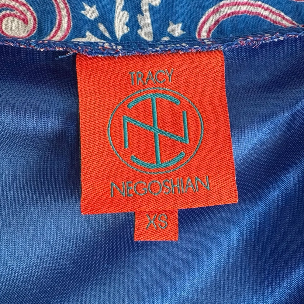 TRACY NEGOSHIAN Blue and Pink Patterned Dress Sz XS — QUIET LUXURY DESIGNER!!! - Picture 7 of 9